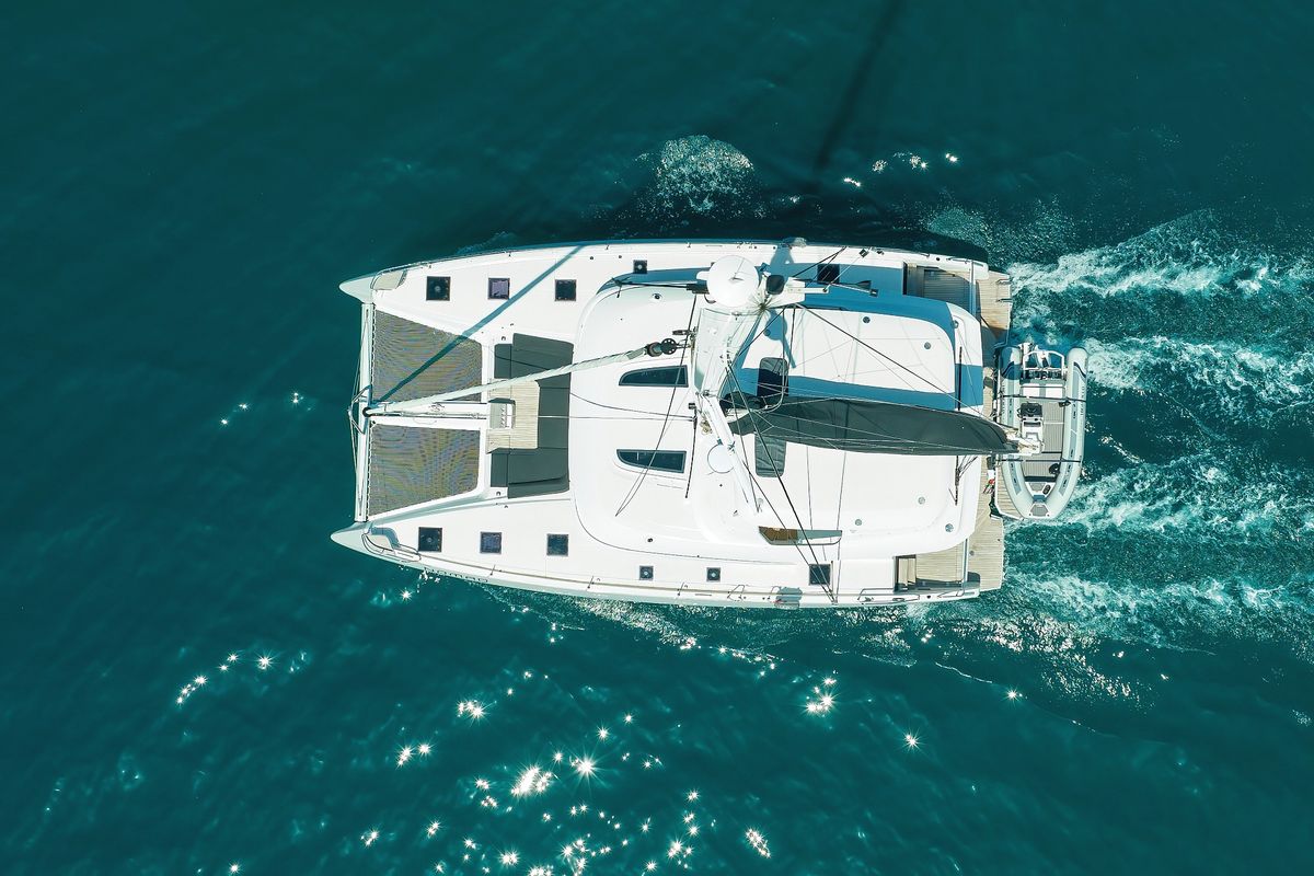 Exterior view of NOMAD, a Lagoon 55 catamaran at Split, Croatia