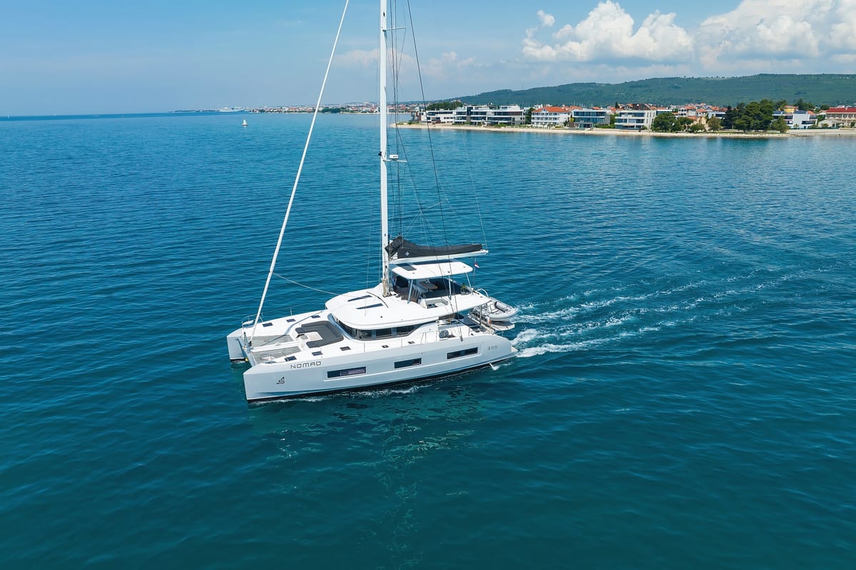 Exterior view of NOMAD, a Lagoon 55 catamaran at Split, Croatia