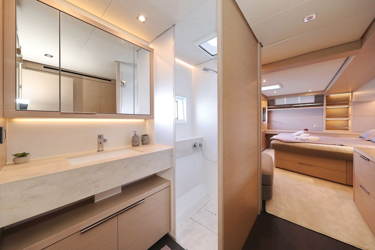 Deck of NOMAD, a Lagoon 55 catamaran at Split, Croatia
