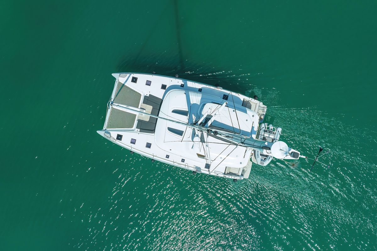 Exterior view of NOMAD, a Lagoon 55 catamaran at Split, Croatia