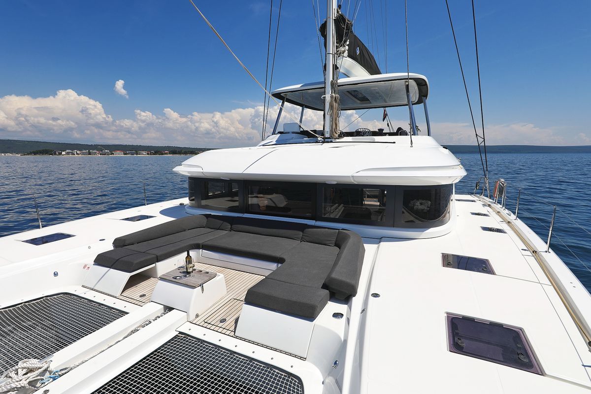 Deck of NOMAD, a Lagoon 55 catamaran at Split, Croatia