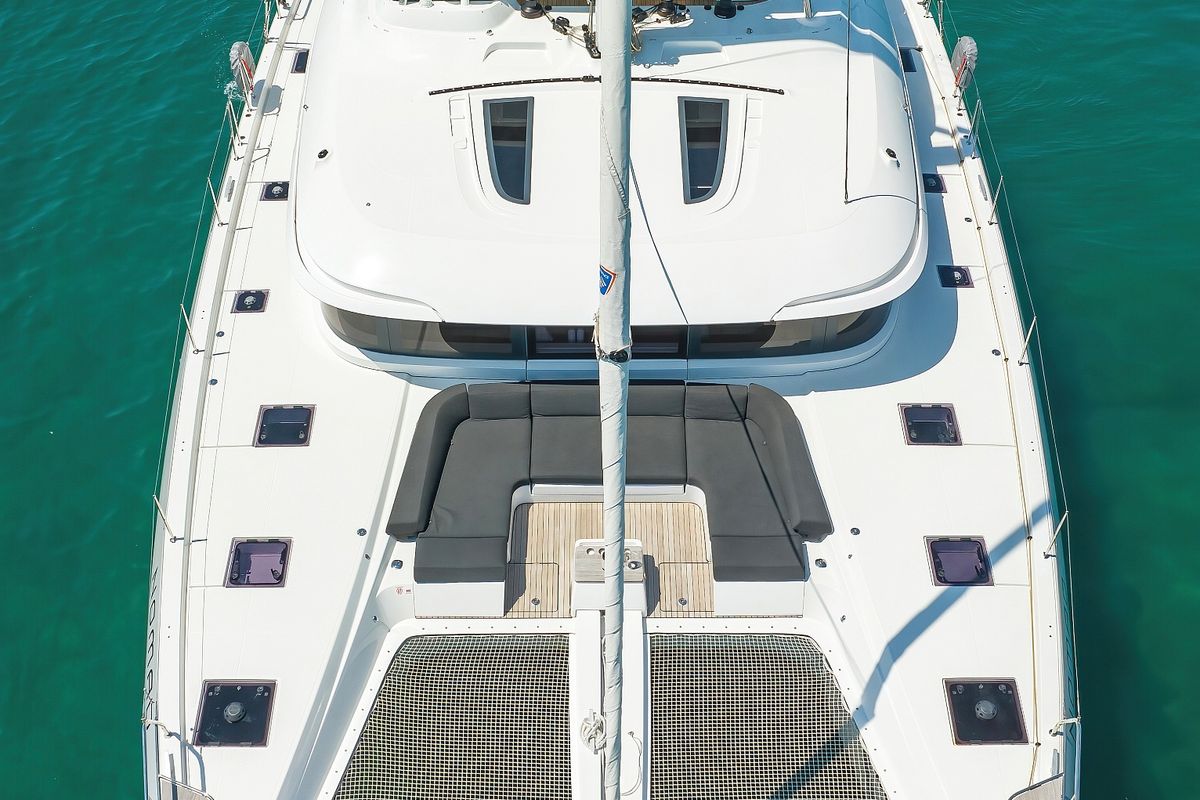 Deck of NOMAD, a Lagoon 55 catamaran at Split, Croatia