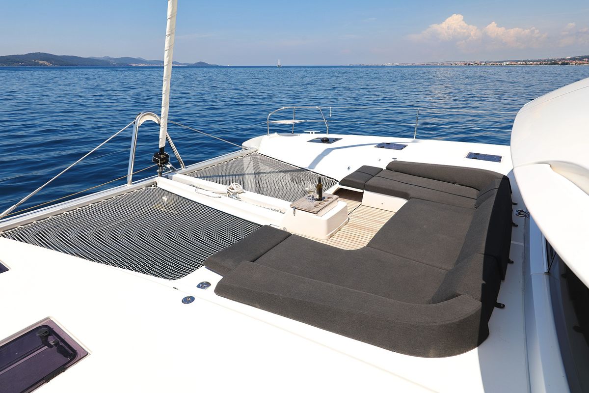 Deck of NOMAD, a Lagoon 55 catamaran at Split, Croatia
