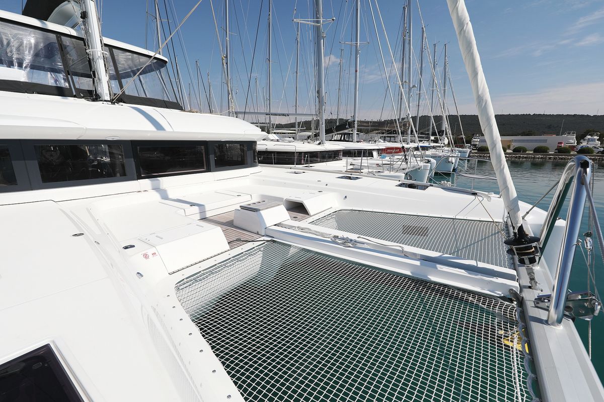 Deck of NOMAD, a Lagoon 55 catamaran at Split, Croatia