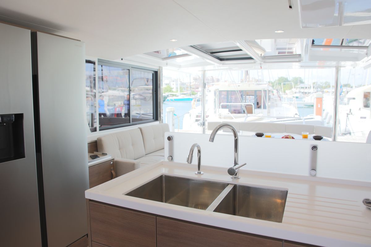 Galley of ALINA II, a Bali 4.6 catamaran at Preveza, Greece