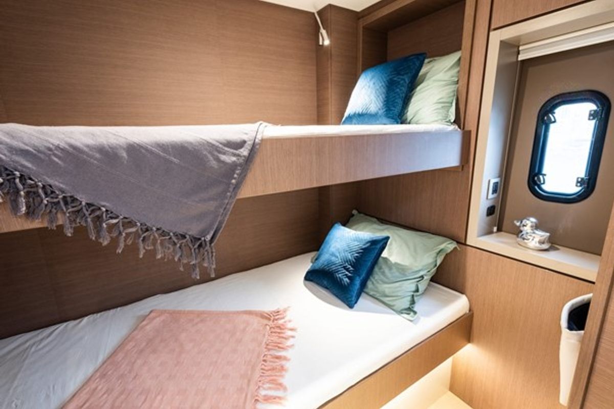 Cabin on ALINA II, a Bali 4.6 catamaran at Preveza, Greece