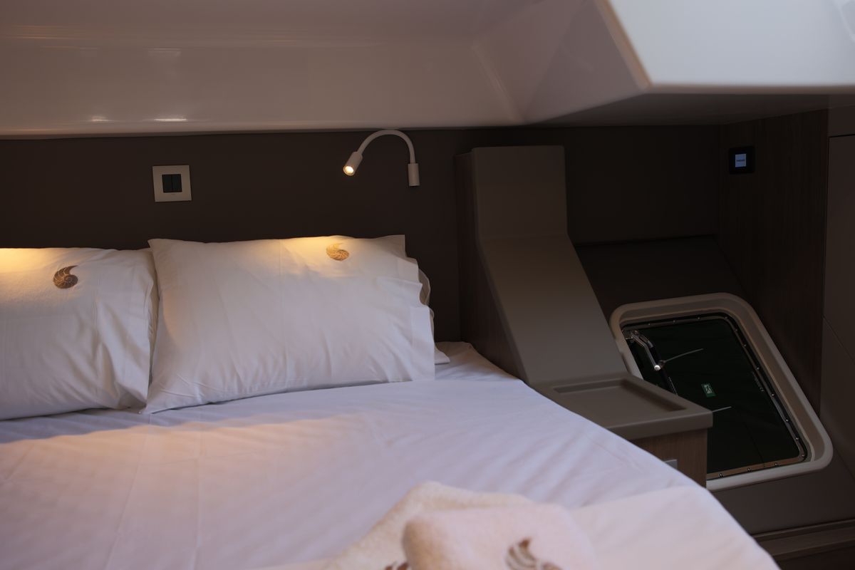 Cabin on ALINA II, a Bali 4.6 catamaran at Preveza, Greece