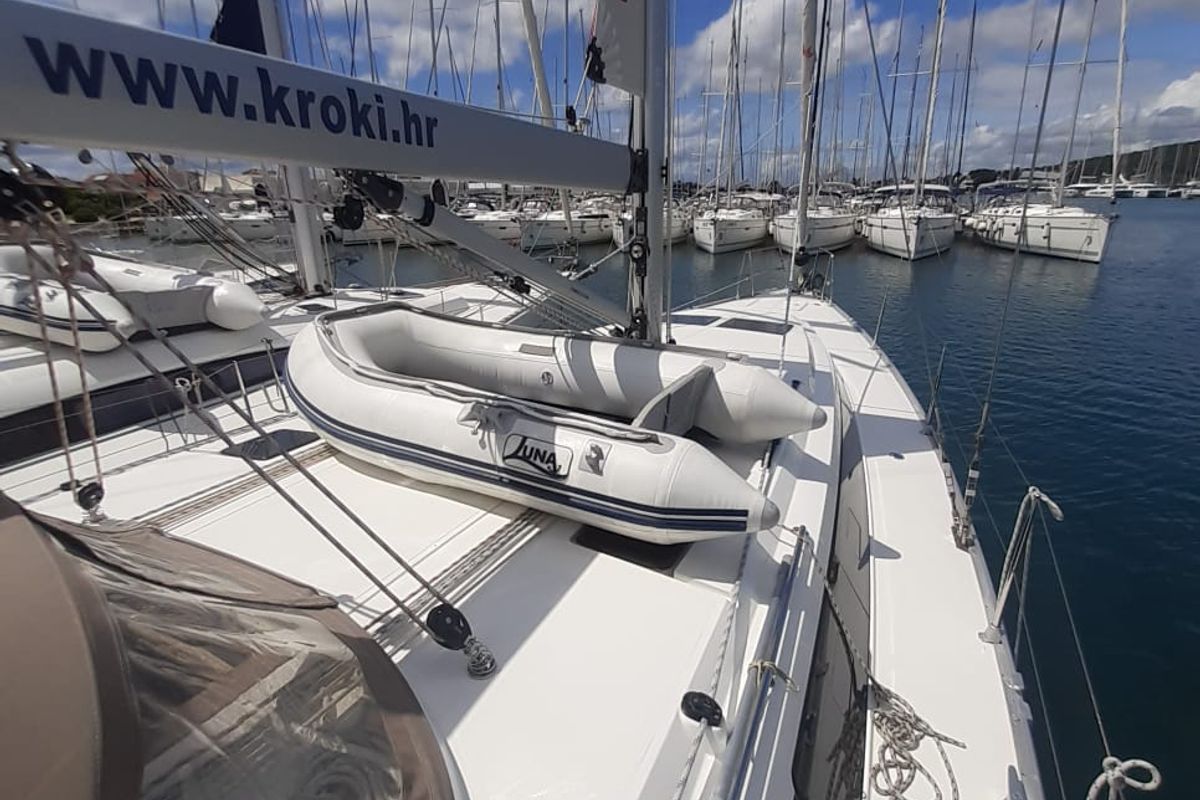 Deck of PENELOPE, a Bavaria Cruiser 46 sailboat at Općina Sukošan, Croatia