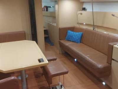 Salon of Geisha, a Beneteau First 50 sailboat at Milazzo, Italy