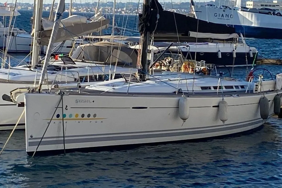 Exterior view of Geisha, a Beneteau First 50 sailboat at Milazzo, Italy