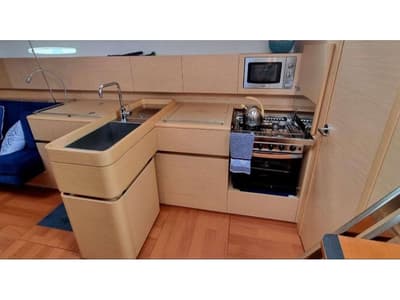 Galley of Geisha, a Beneteau First 50 sailboat at Milazzo, Italy