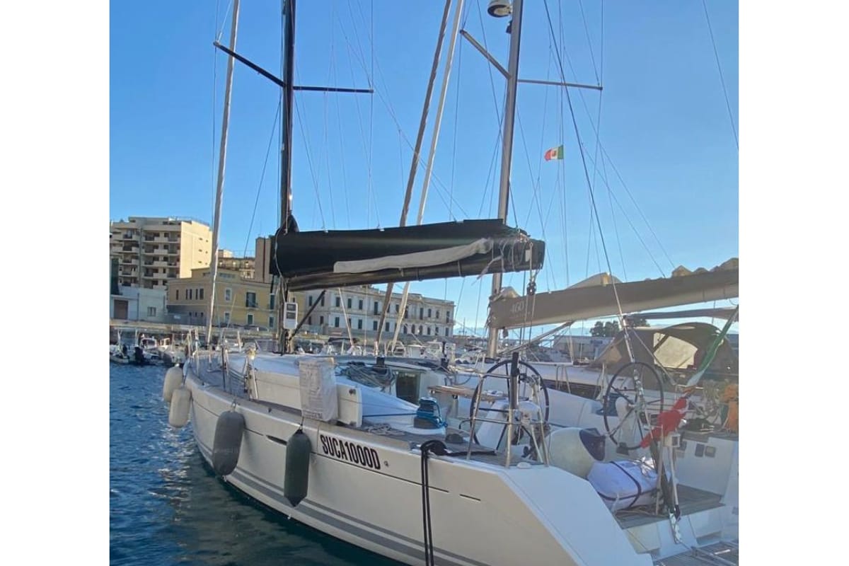 Exterior view of Geisha, a Beneteau First 50 sailboat at Milazzo, Italy