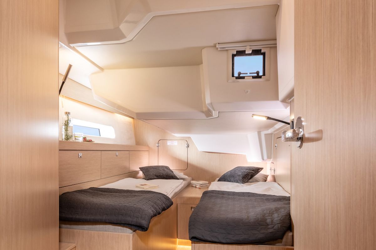 Cabin on Azzurra, a Bavaria C46 sailboat at Pirovac, Croatia