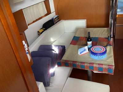 Salon of Caroline, a Beneteau Oceanis 38 sailboat at Procida, Italy