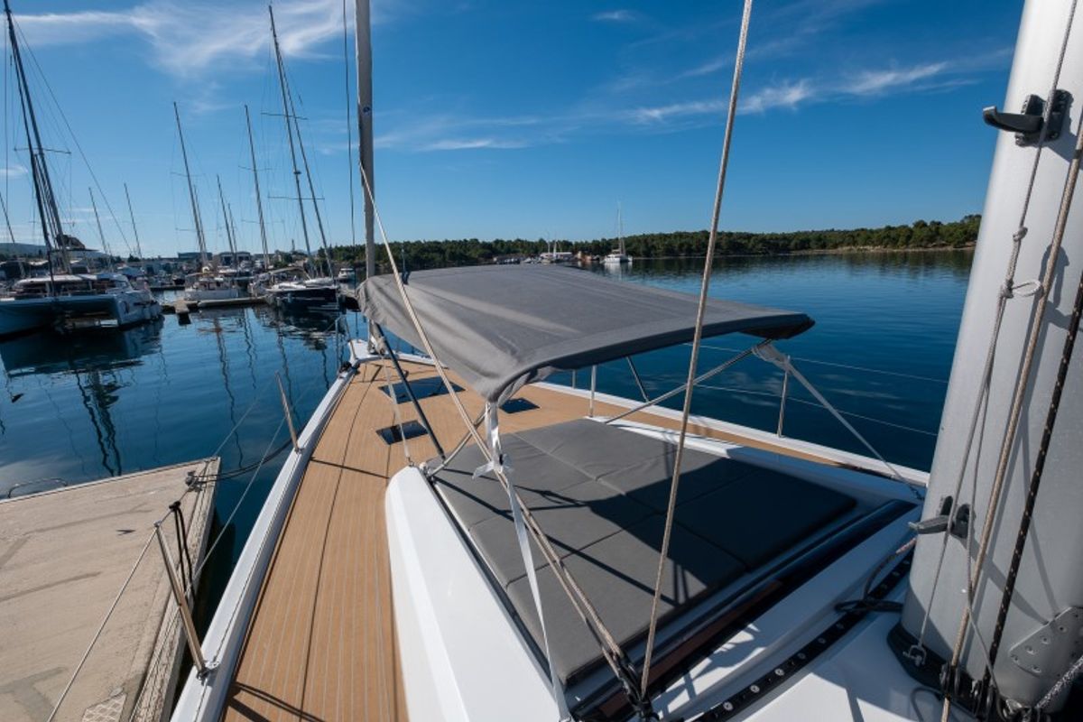 Deck of Morea, a Cantiere Del Pardo (Grand Soleil) Grand Soleil 52 LC sailboat at Grad Šibenik, Croatia