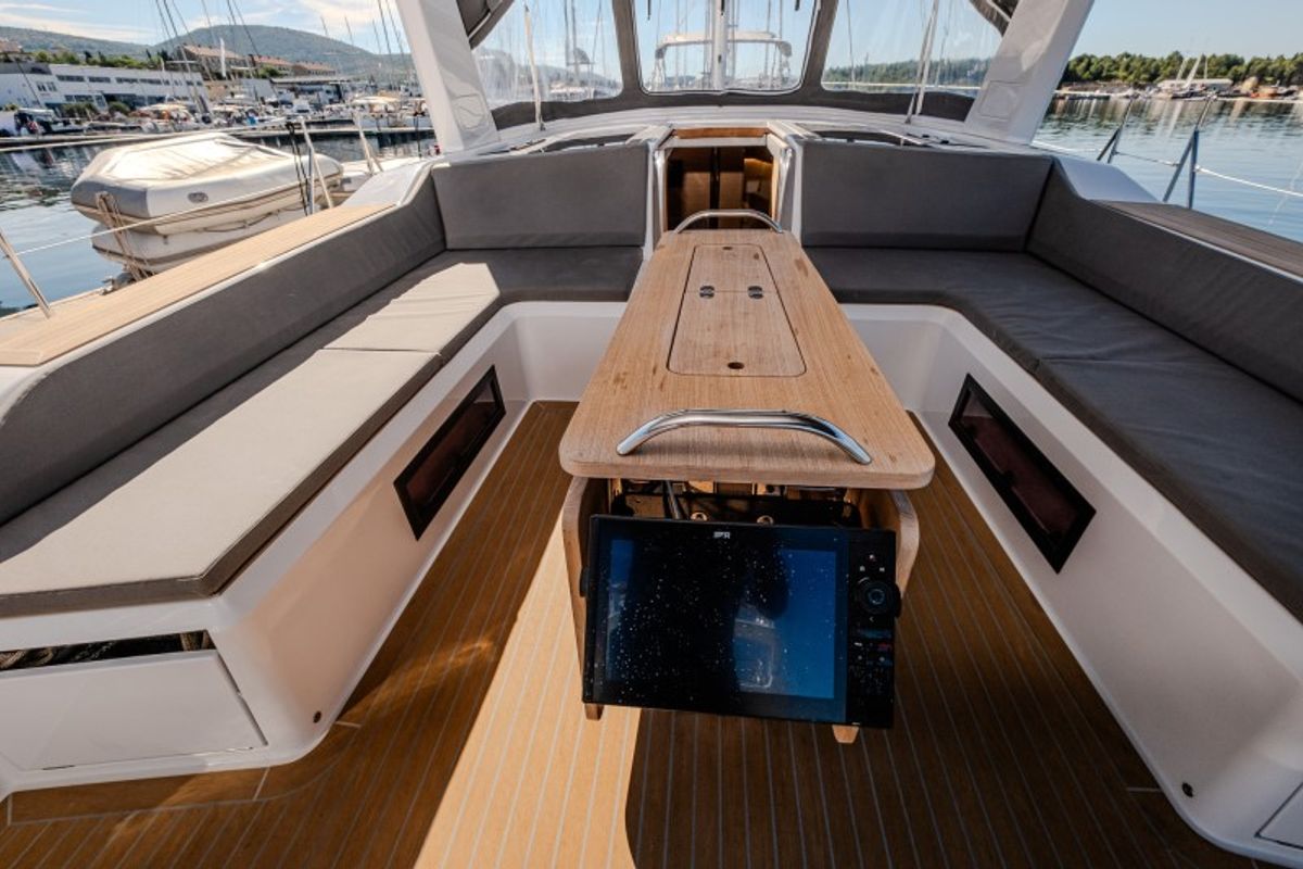 Deck of Morea, a Cantiere Del Pardo (Grand Soleil) Grand Soleil 52 LC sailboat at Grad Šibenik, Croatia