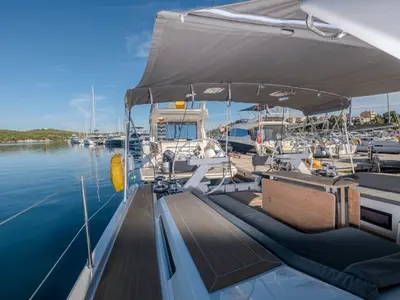Deck of Morea, a Cantiere Del Pardo (Grand Soleil) Grand Soleil 52 LC sailboat at Grad Šibenik, Croatia