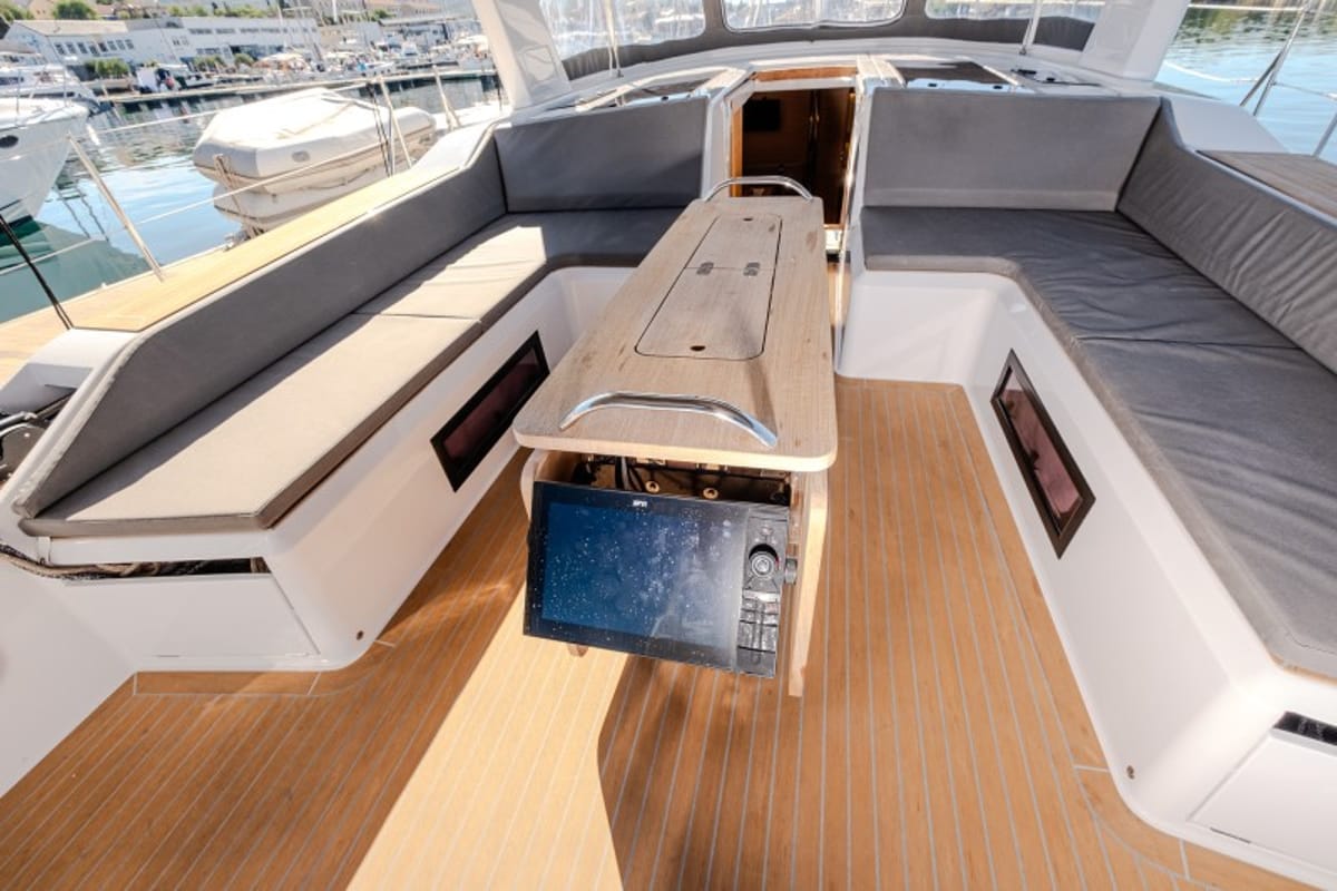 Deck of Morea, a Cantiere Del Pardo (Grand Soleil) Grand Soleil 52 LC sailboat at Grad Šibenik, Croatia