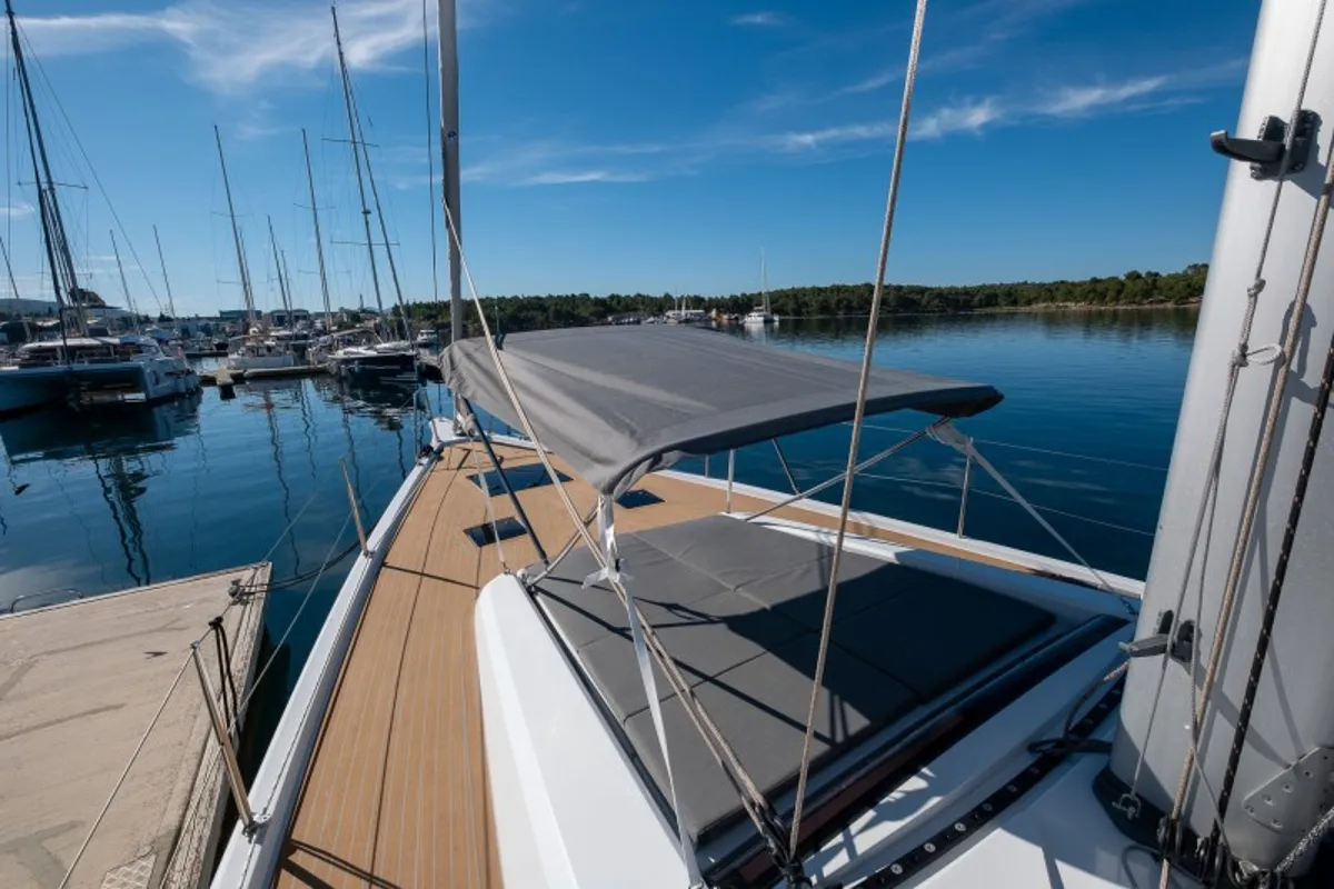 Deck of Morea, a Cantiere Del Pardo (Grand Soleil) Grand Soleil 52 LC sailboat at Grad Šibenik, Croatia
