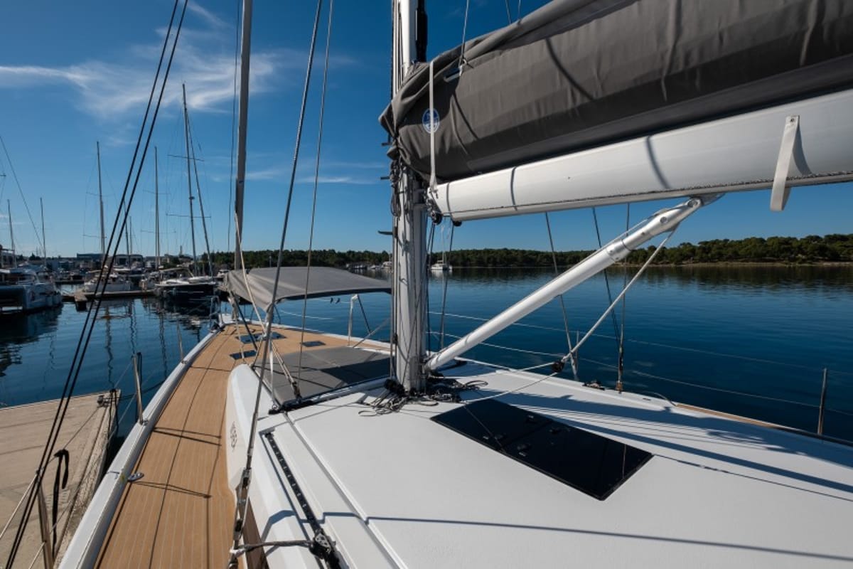 Deck of Morea, a Cantiere Del Pardo (Grand Soleil) Grand Soleil 52 LC sailboat at Grad Šibenik, Croatia
