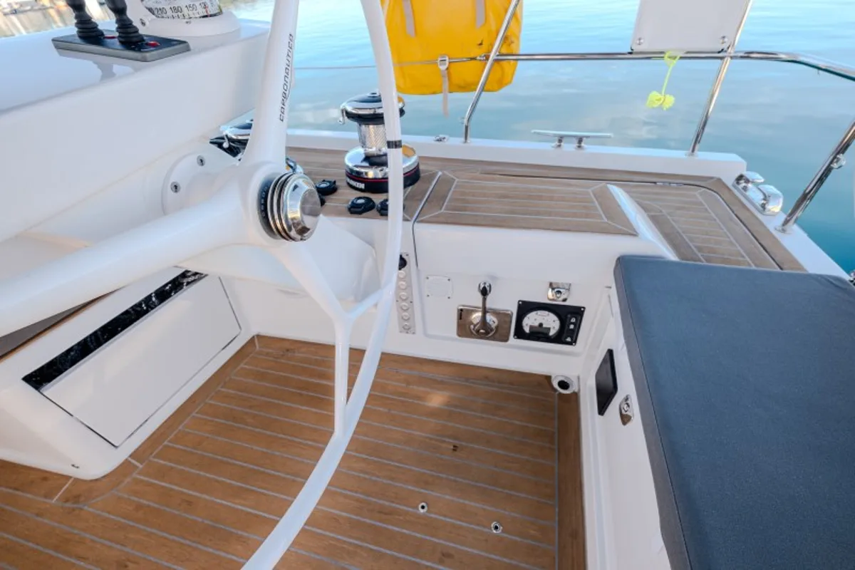 Cockpit of Morea, a Cantiere Del Pardo (Grand Soleil) Grand Soleil 52 LC sailboat at Grad Šibenik, Croatia