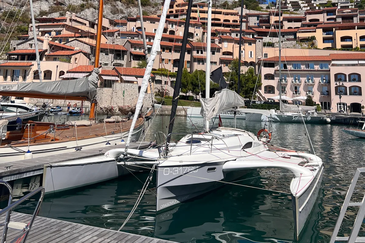 Exterior view of Don Cangrejo, a Gulet Trimaran sailboat at Duino Aurisina / Devin - Nabrežina, Italy