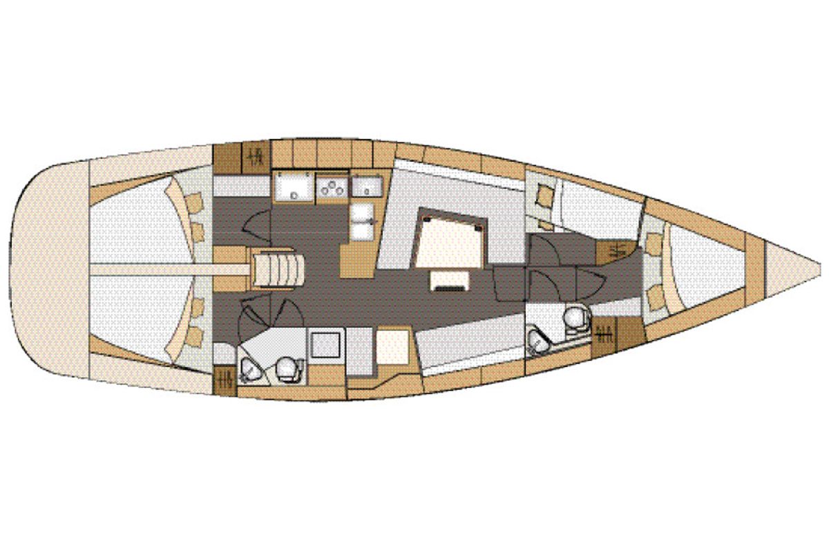 Floor plan of Hotspot, a Elan Impression 45 sailboat at Zadar, Croatia