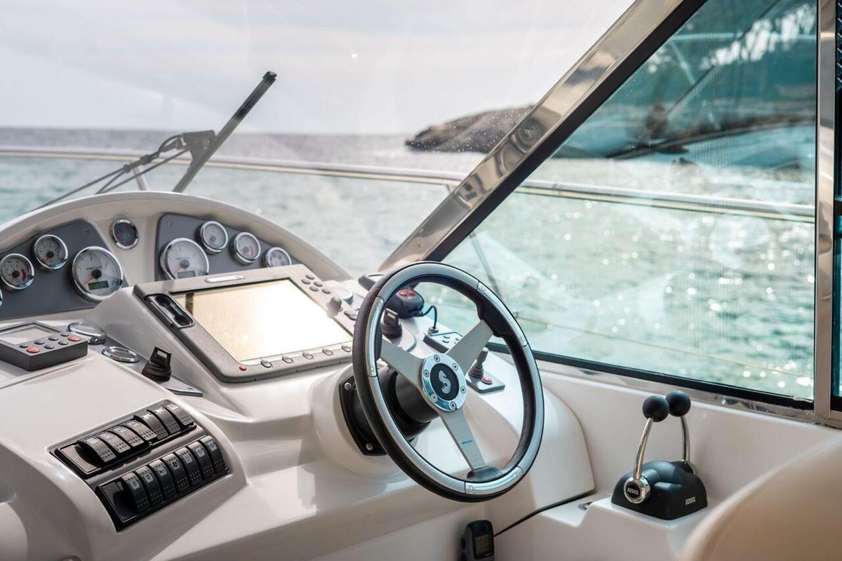 Cockpit of Helen Rose, a Beneteau Antares 12 Fly yacht at Općina Medulin, Croatia