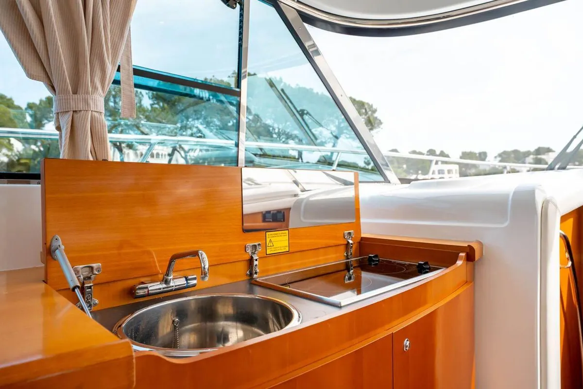 Galley of Helen Rose, a Beneteau Antares 12 Fly yacht at Općina Medulin, Croatia