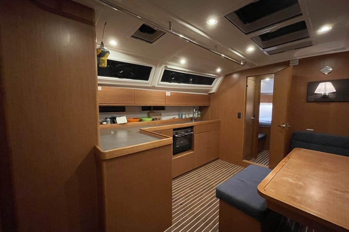 Galley of Amaris, a Bavaria Cruiser 46 sailboat at Fethiye, Turkey