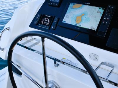 Cockpit of MAHI MAHI, a Lagoon 42 catamaran at Split, Croatia