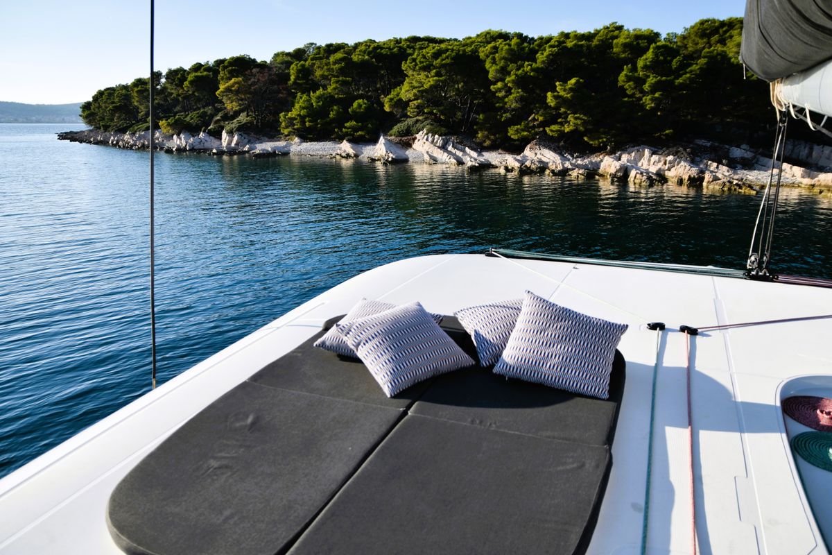 Deck of MAHI MAHI, a Lagoon 42 catamaran at Split, Croatia