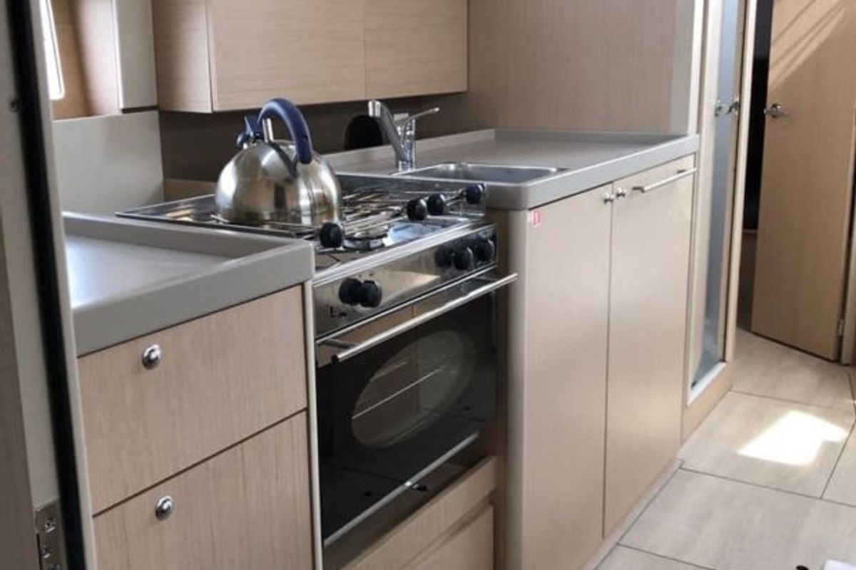 Galley of Lisboa, a Beneteau Oceanis 38.1 sailboat at Port Navalo, France