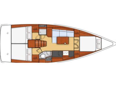Floor plan of Lisboa, a Beneteau Oceanis 38.1 sailboat at Port Navalo, France