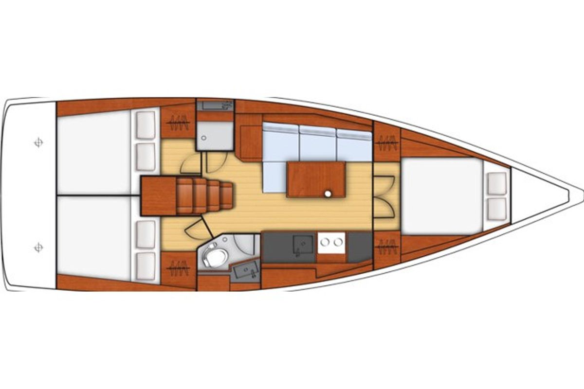 Floor plan of Lisboa, a Beneteau Oceanis 38.1 sailboat at Port Navalo, France