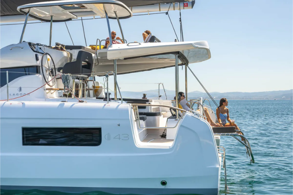Exterior view of Bonnie, a Lagoon 43 catamaran at Dubrovnik, Croatia