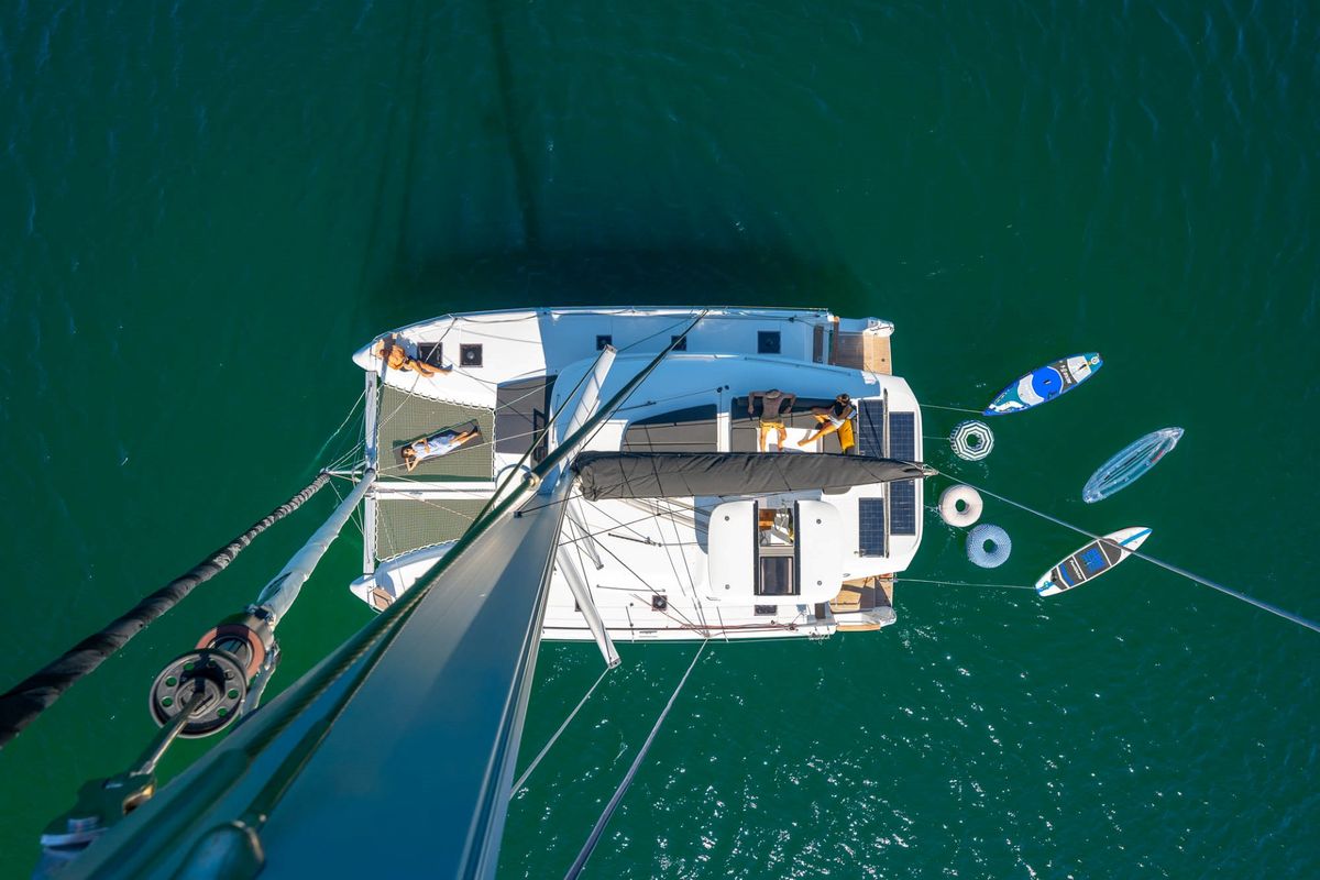 Exterior view of Bonnie, a Lagoon 43 catamaran at Dubrovnik, Croatia