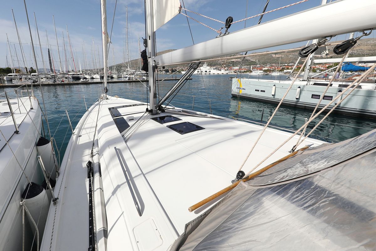 Deck of Air 2, a Beneteau Oceanis 46.1 sailboat at Grad Trogir, Croatia