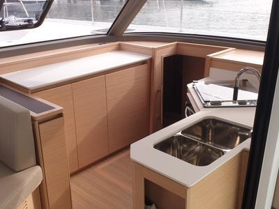 Galley of Lullaby, a Nautitech 40 Open catamaran at Tropea, Italy