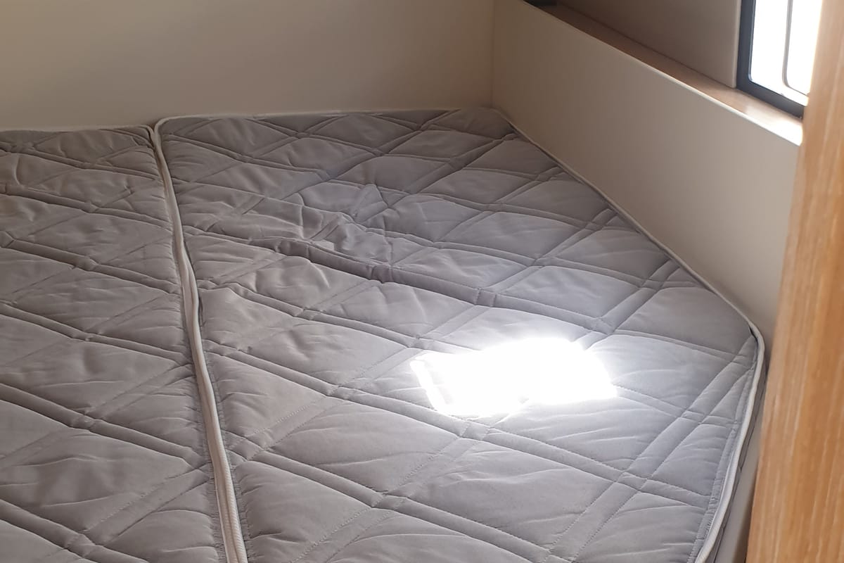 Cabin on Lullaby, a Nautitech 40 Open catamaran at Tropea, Italy