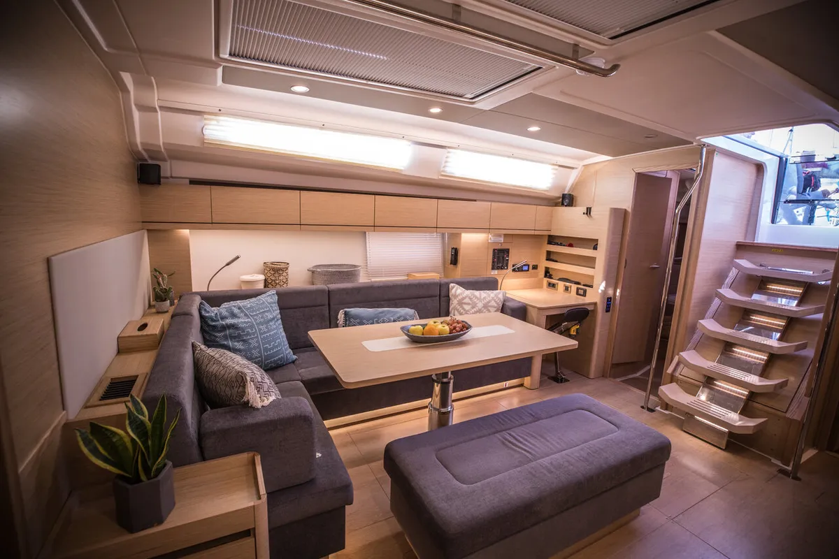 Salon of Phaedra, a Hanse Yachts Hanse 508 sailboat at Lavreotiki Municipal Unit, Greece
