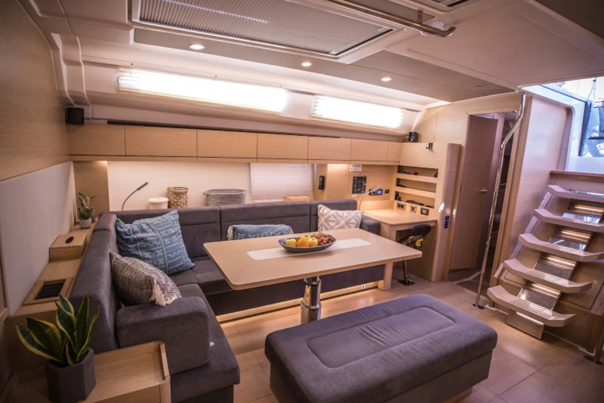 Salon of Phaedra, a Hanse Yachts Hanse 508 sailboat at Lavreotiki Municipal Unit, Greece