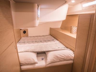 Cabin on Phaedra, a Hanse Yachts Hanse 508 sailboat at Lavreotiki Municipal Unit, Greece
