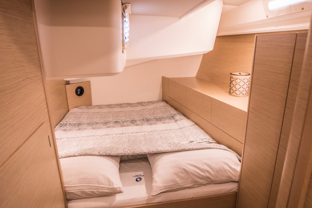 Cabin on Phaedra, a Hanse Yachts Hanse 508 sailboat at Lavreotiki Municipal Unit, Greece
