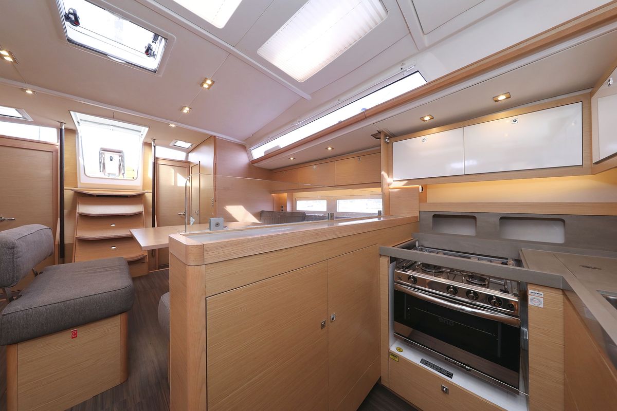 Galley of Dancer, a Dufour 530 sailboat at Općina Sukošan, Croatia