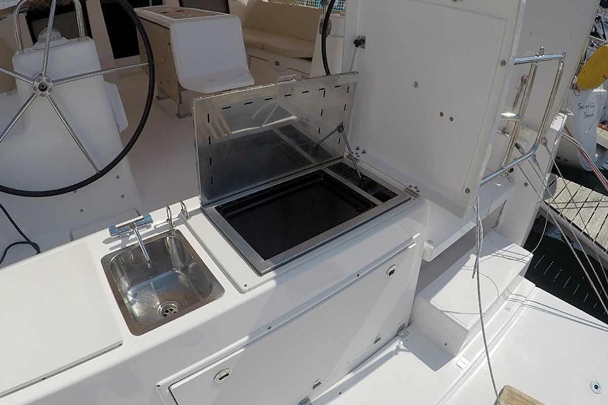 Deck of Get Lucky, a Dufour 460 Grand Large sailboat at Grad Šibenik, Croatia