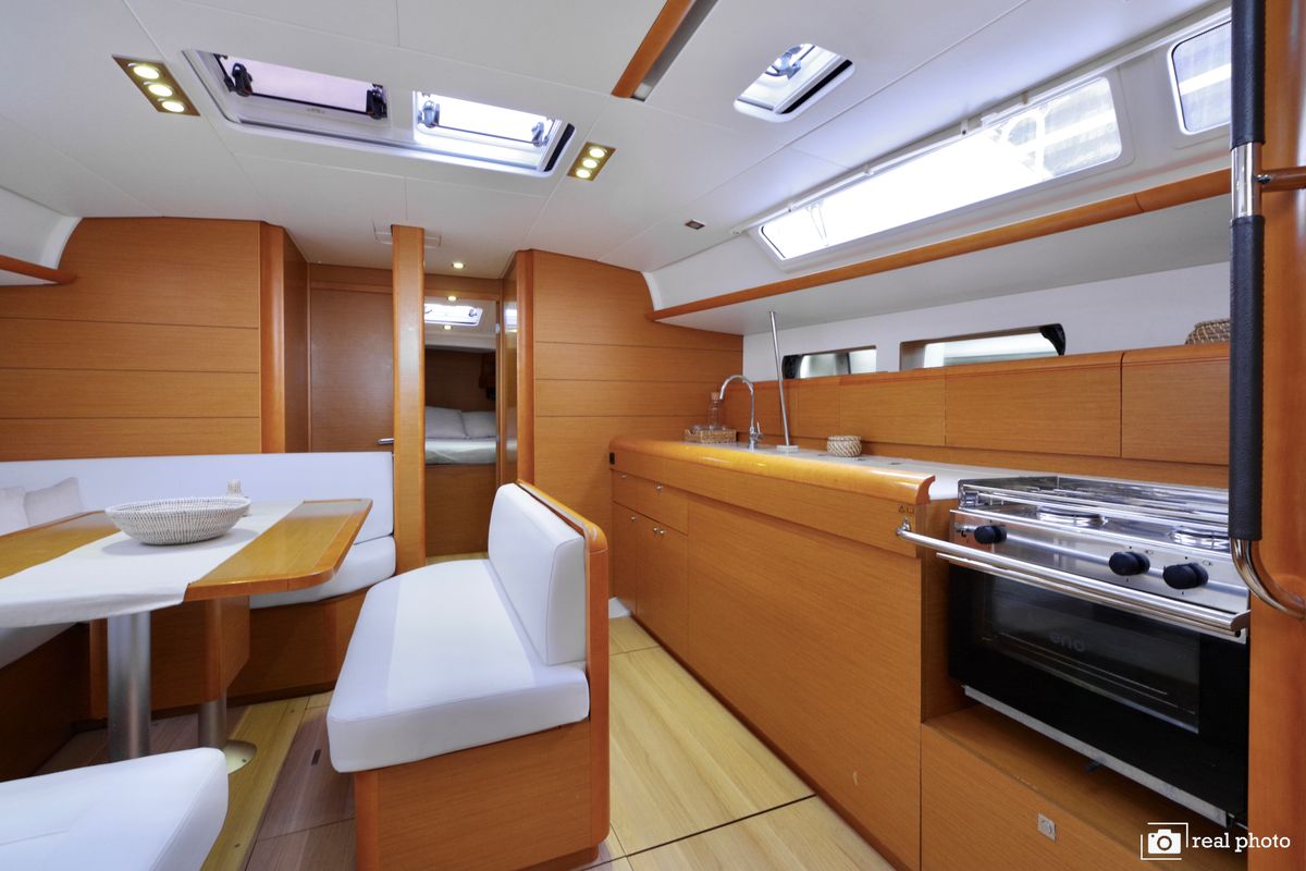 Galley of Idra, a Jeanneau Sun Odyssey 469 sailboat at Puntone di Scarlino, Italy