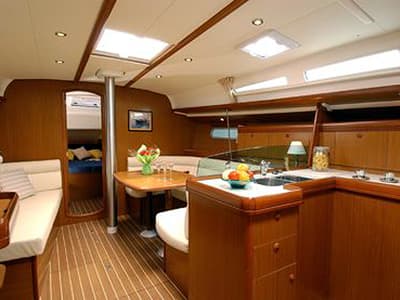 Salon of Best Men, a Jeanneau Sun Odyssey 42i sailboat at Neo Klima, Greece