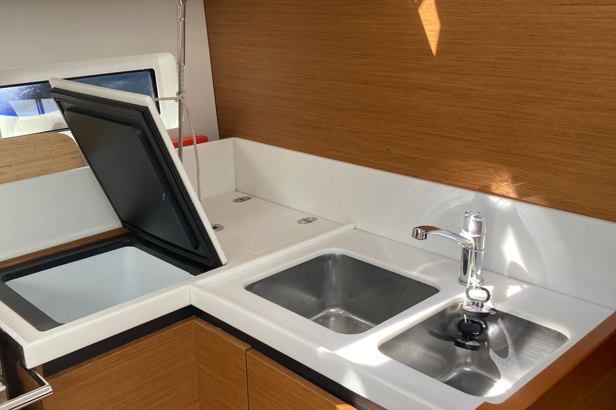 Galley of STAR V, a Jeanneau Sun Odyssey 440 sailboat at Alameda, United States