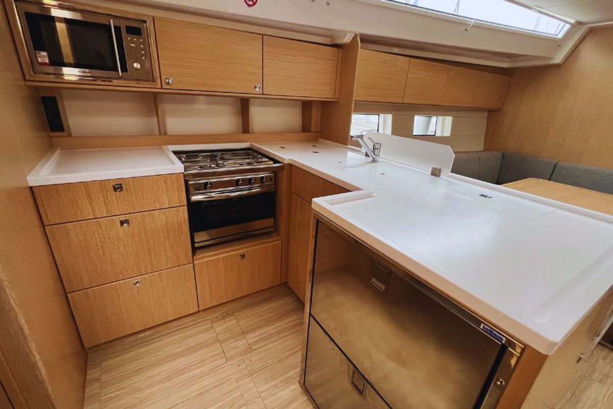 Galley of MALENA, a Bavaria C50 sailboat at Cecina, Italy